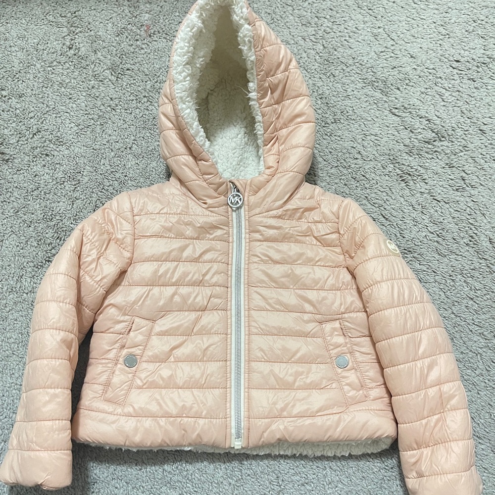 Michael Kors Kids Pink Quilted Jacket with Hood